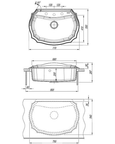 Кухонная мойка Florentina Эмилия-770 20.360.E0770.202 Шампань