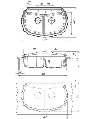 Кухонная мойка Florentina Эмилия-870 20.365.F0870.202 Шампань