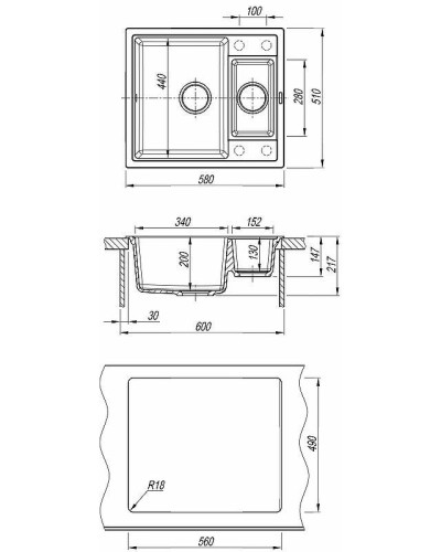 Кухонная мойка Florentina Липси-580К 20.210.D0580.105 Коричневая