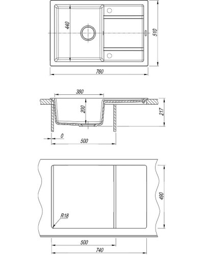 Кухонная мойка Florentina Липси-760 20.160.D0760.105 Коричневая