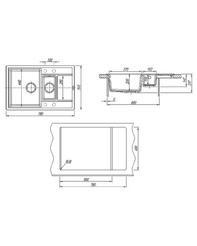 Кухонная мойка Florentina Липси-780К 20.250.D0780.102 Черная