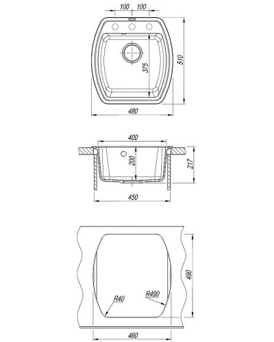 Кухонная мойка Florentina Нире-480 20.190.B0480.202 Шампань