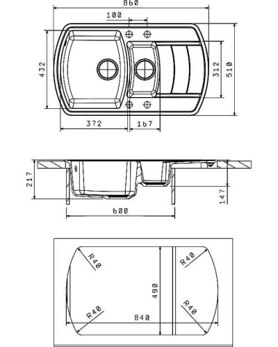 Кухонная мойка Florentina Нире-860К 20.205.D0860.305 Грей