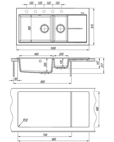 Кухонная мойка Florentina Россана-1000 20.335.E1000.201 Жасмин