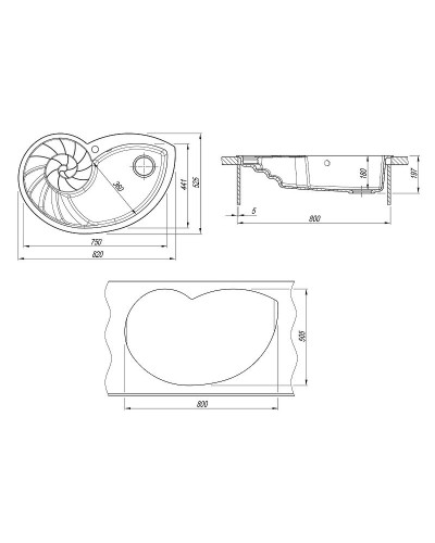 Кухонная мойка Florentina Наутилус-820 20.350.E0820.302 Антрацит