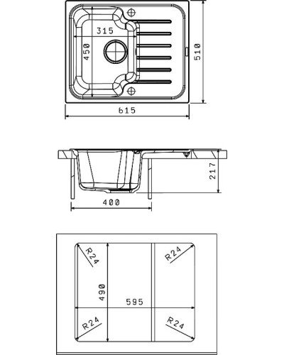 Кухонная мойка Florentina Таис-615 20.235.A0615.104 Бежевая