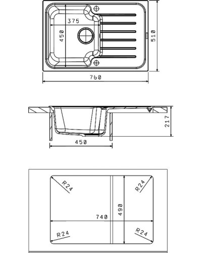 Кухонная мойка Florentina Таис-760 20.260.B0760.305 Грей