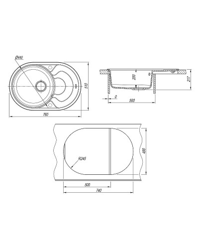 Кухонная мойка Florentina Родос-760 20.140.D0760.305 Грей