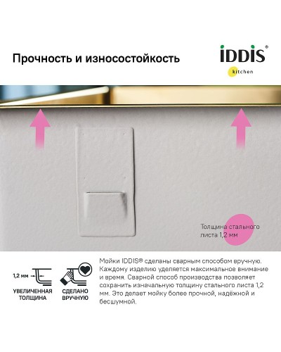 Кухонная мойка Iddis Edifice 74 EDI74B0i77 Золото матовое