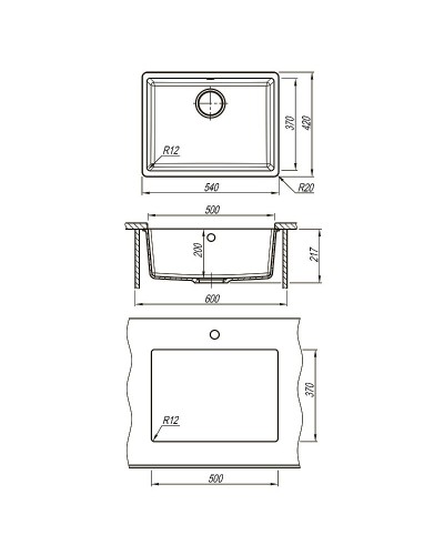 Кухонная мойка Lemark Sinara 540-U 9910075 Грей