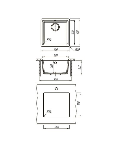 Кухонная мойка Lemark Sinara 400-U 9910063 Грей