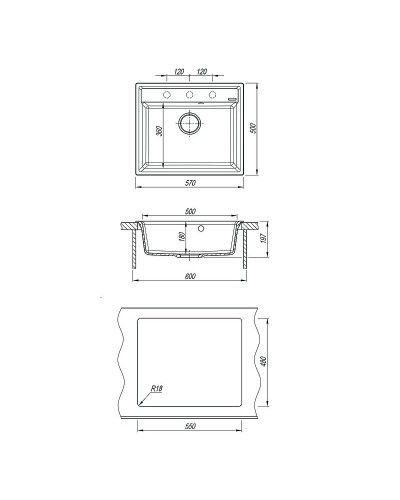Кухонная мойка Lemark Hanka 570 9910015 Грей