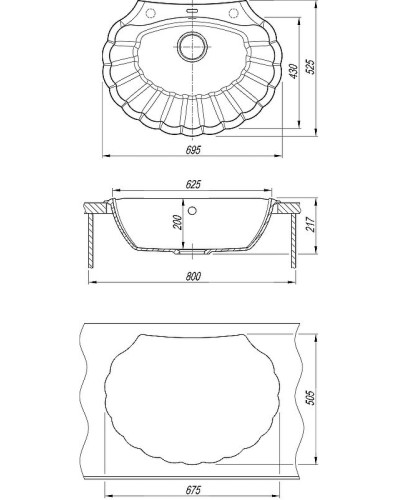 Кухонная мойка Florentina Гребешок-695 20.345.E0695.302 Антрацит