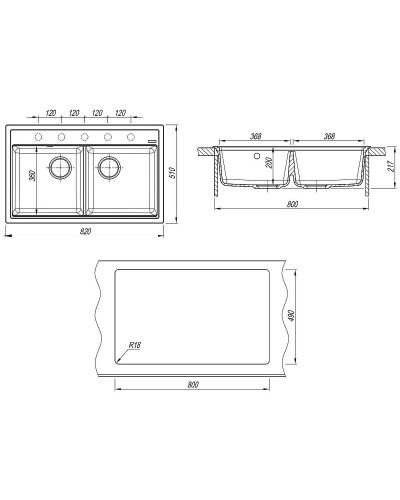 Кухонная мойка Florentina Липси-820 20.370.E0820.302 Антрацит
