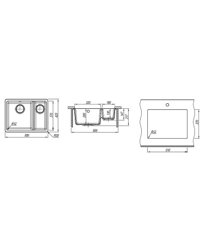 Кухонная мойка Florentina Вега-335/160 22.325.D0510.302 Антрацит