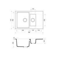 Кухонная мойка пастила Artgranit Omoikiri Daisen 78-2-PA