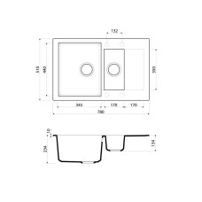 Кухонная мойка ленинградский серый Artgranit Omoikiri Daisen 78-2-GR