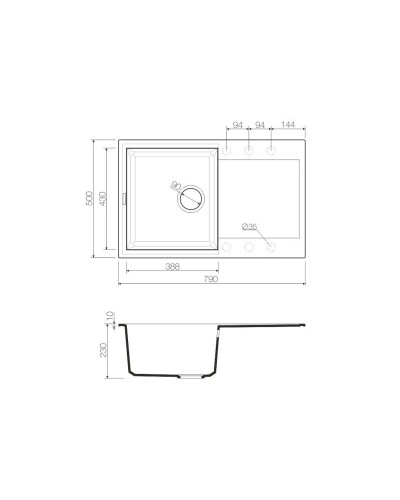 Кухонная мойка черный Tetogranit Omoikiri Sakaime 79-BL