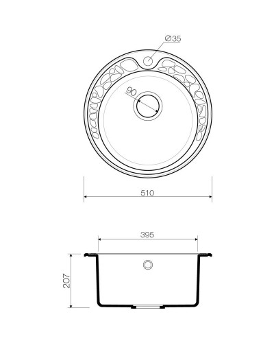 Кухонная мойка черный Artgranit Omoikiri Tovada 51-BL