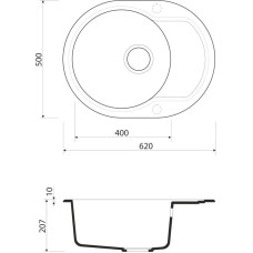 Кухонная мойка ленинградский серый Artgranit Omoikiri Manmaru 62-GR