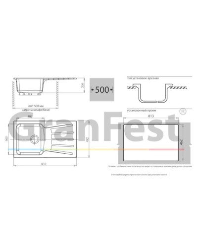 Кухонная мойка синий GranFest Standart GF-S850L