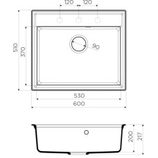 Кухонная мойка черный Artgranit Omoikiri Daisen 60-BL