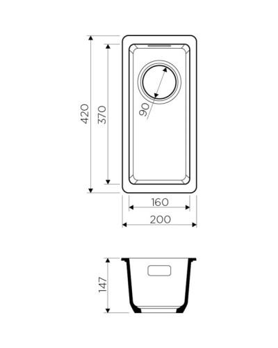 Кухонная мойка черный Artgranit Omoikiri Kata 20-U-BL