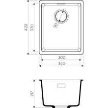 Кухонная мойка ленинградский серый Artgranit Omoikiri Kata 34-U-GR