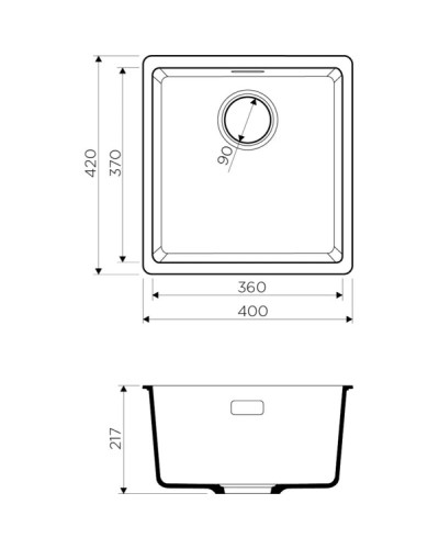 Кухонная мойка черный Artgranit Omoikiri Kata 40-U-BL