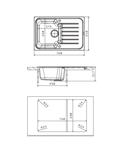 Кухонная мойка Florentina Tais черный 20.260.B0760.102