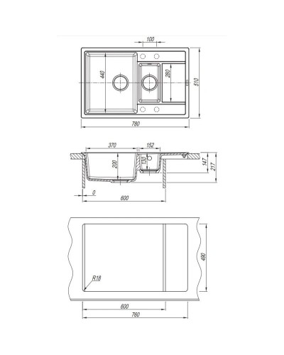Кухонная мойка Florentina Lipsi антрацит 20.250.D0780.302