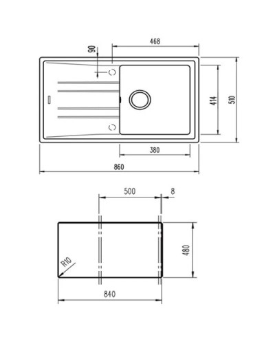 Кухонная мойка Teka Stone 50 B-TG черный металлик 115330017