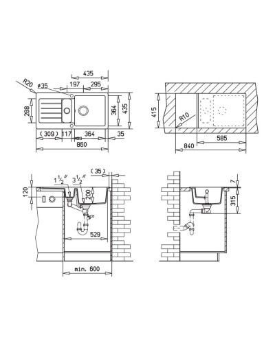 Кухонная мойка Teka Kea 60 B-TG карбон 40143369