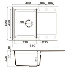 Кухонная мойка Tetogranit Omoikiri Sakaime 68-GR ленинградский серый 4993545