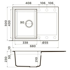 Кухонная мойка Tetogranit Omoikiri Sakaime 68-GR ленинградский серый 4993545