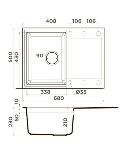 Кухонная мойка Tetogranit Omoikiri Sakaime 68-GR ленинградский серый 4993545