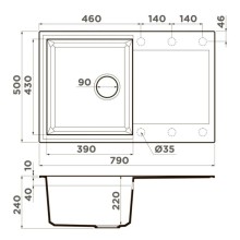 Кухонная мойка Tetogranit Omoikiri Sakaime 79-GR ленинградский серый 4993553