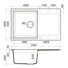 Кухонная мойка Tetogranit Omoikiri Sakaime 79-GR ленинградский серый 4993553