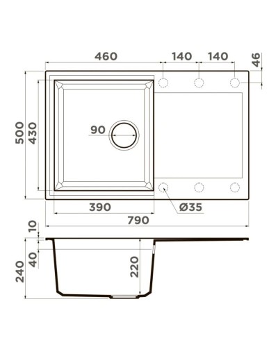 Кухонная мойка Tetogranit Omoikiri Sakaime 79-GR ленинградский серый 4993553