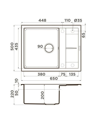 Кухонная мойка Tetogranit Omoikiri Sumi 65-EV эверест 4993676