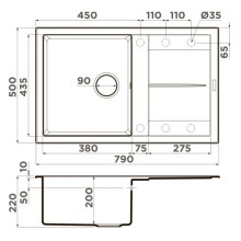 Кухонная мойка Tetogranit Omoikiri Sumi 79-PL платина 4993667