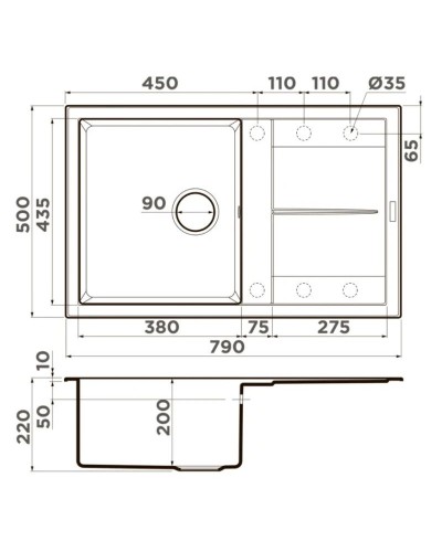 Кухонная мойка Tetogranit Omoikiri Sumi 79-PL платина 4993667