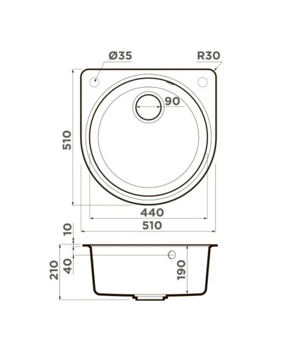 Кухонная мойка Artgranit Omoikiri Akegata 51-BL черный 4993758