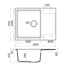 Кухонная мойка Artgranit Omoikiri Daisen 65-PA пастила 4993680