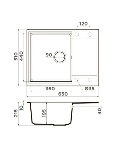 Кухонная мойка Artgranit Omoikiri Daisen 65-GR ленинградский серый 4993682
