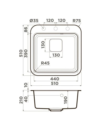 Кухонная мойка Artgranit Omoikiri Tasogare 51-BL черный 4993742
