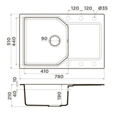 Кухонная мойка Artgranit Omoikiri Yonaka 78-BL черный 4993708