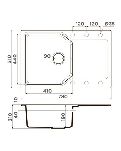 Кухонная мойка Artgranit Omoikiri Yonaka 78-BL черный 4993708