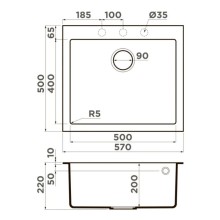 Кухонная мойка Tetogranit Omoikiri Bosen 57-GR ленинградский серый 4993556