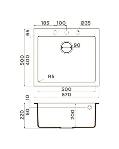 Кухонная мойка Tetogranit Omoikiri Bosen 57-GR ленинградский серый 4993556